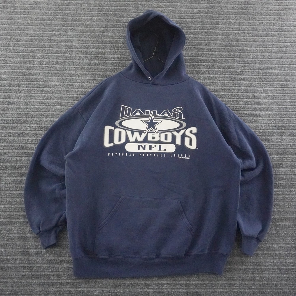 Vintage 90s Chalk Line Dallas Cowboys Hoodie Mens XXL Navy Blue NFL Graphic